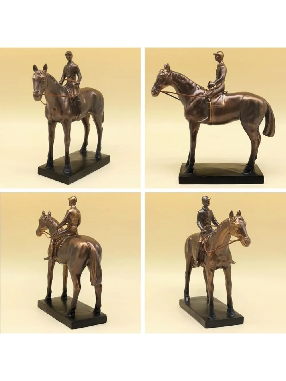 Elegant Horse Rider Sculpture Figurine - Racing Decor for Home & Office 10.5''